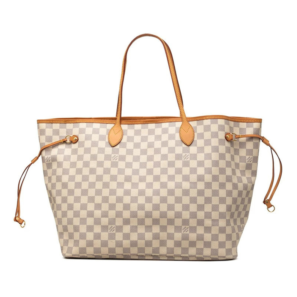 Louis Vuitton Damier Azur White Neverfull Tote Bag Shoulder White Leather
